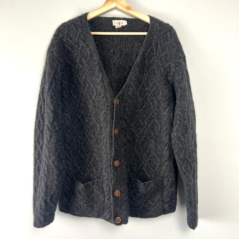 Vtg J Crew Wool Cable Knit Cardigan Oarsman Hong Kong Heritage Fisherman Men's M